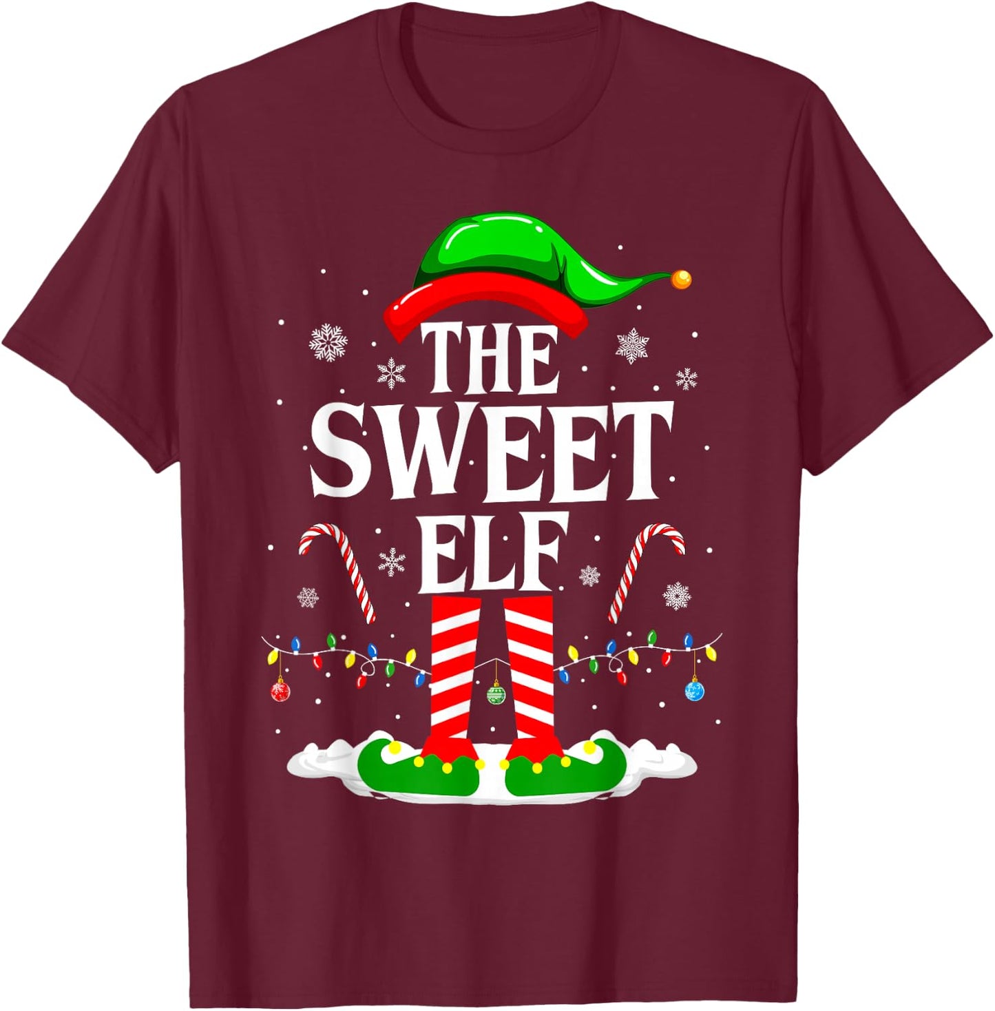The Sweet Elf Xmas Funny Matching Family Group Christmas T-Shirt - T-Shirt | Maroon