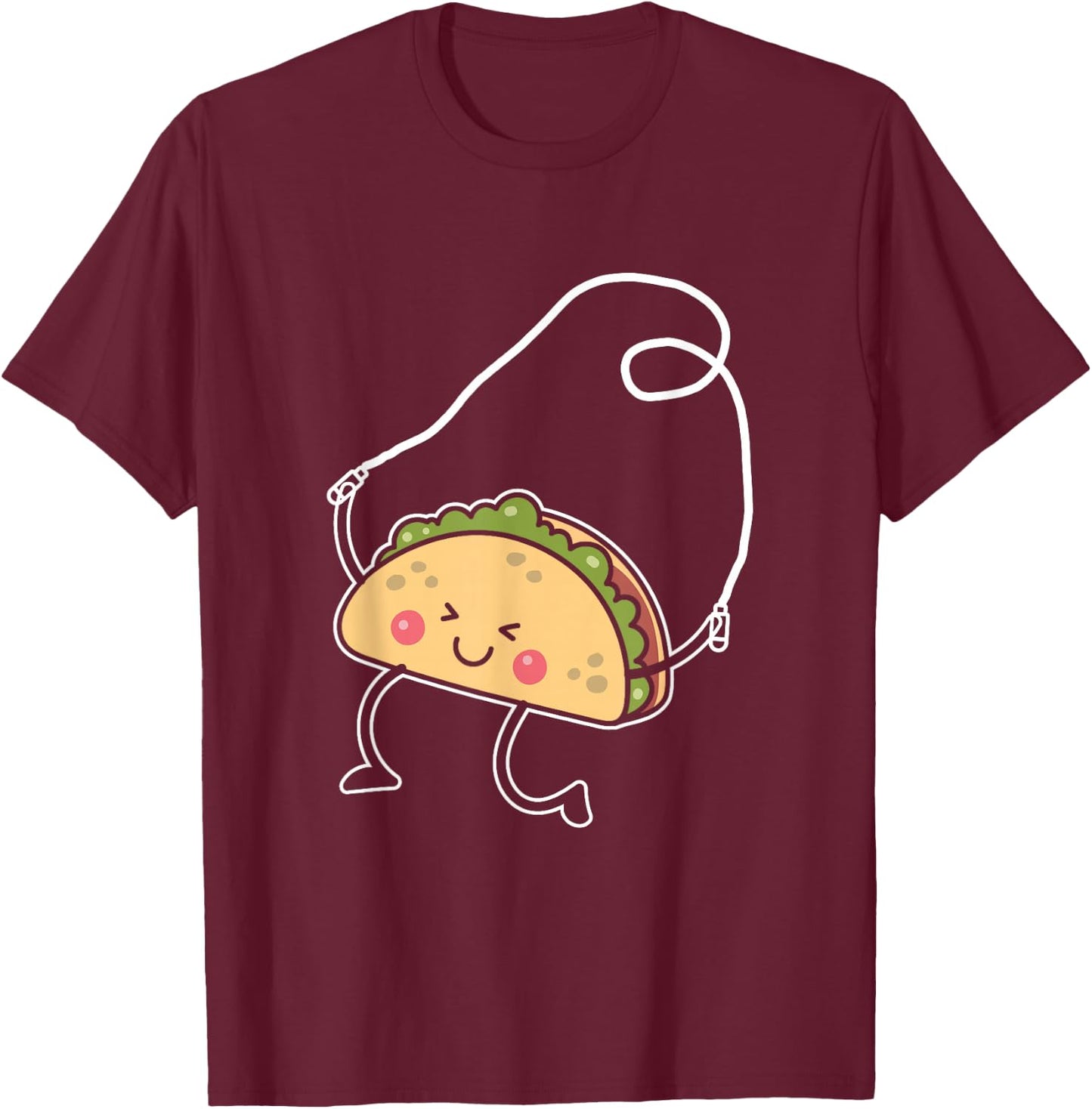 Funny Taco Skipping Rope | Jumping Rope | Jump Rope T-Shirt - T-Shirt | Maroon