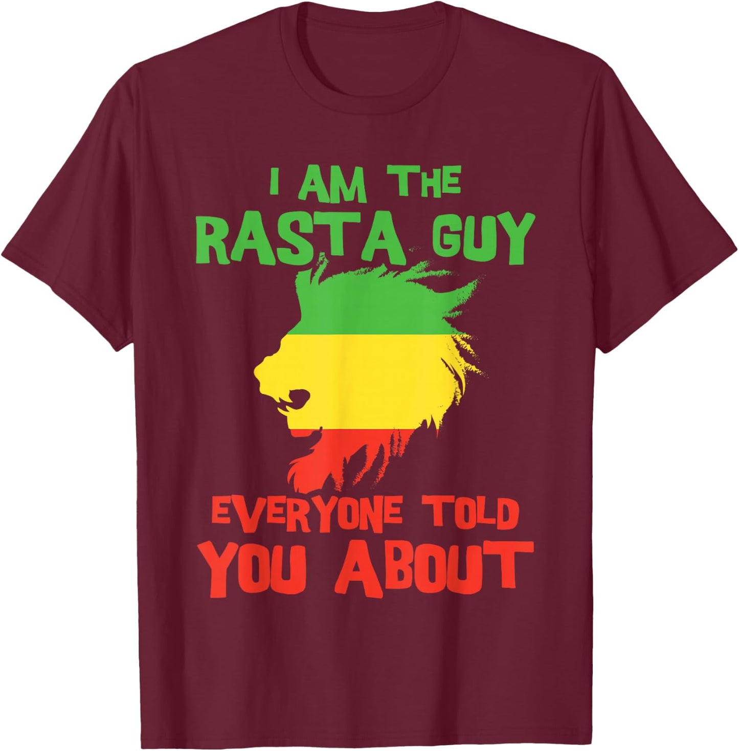 Rasta Clothing Men's Reggae Lion Dreadlocks Men's T-Shirt - T-Shirt | Maroon