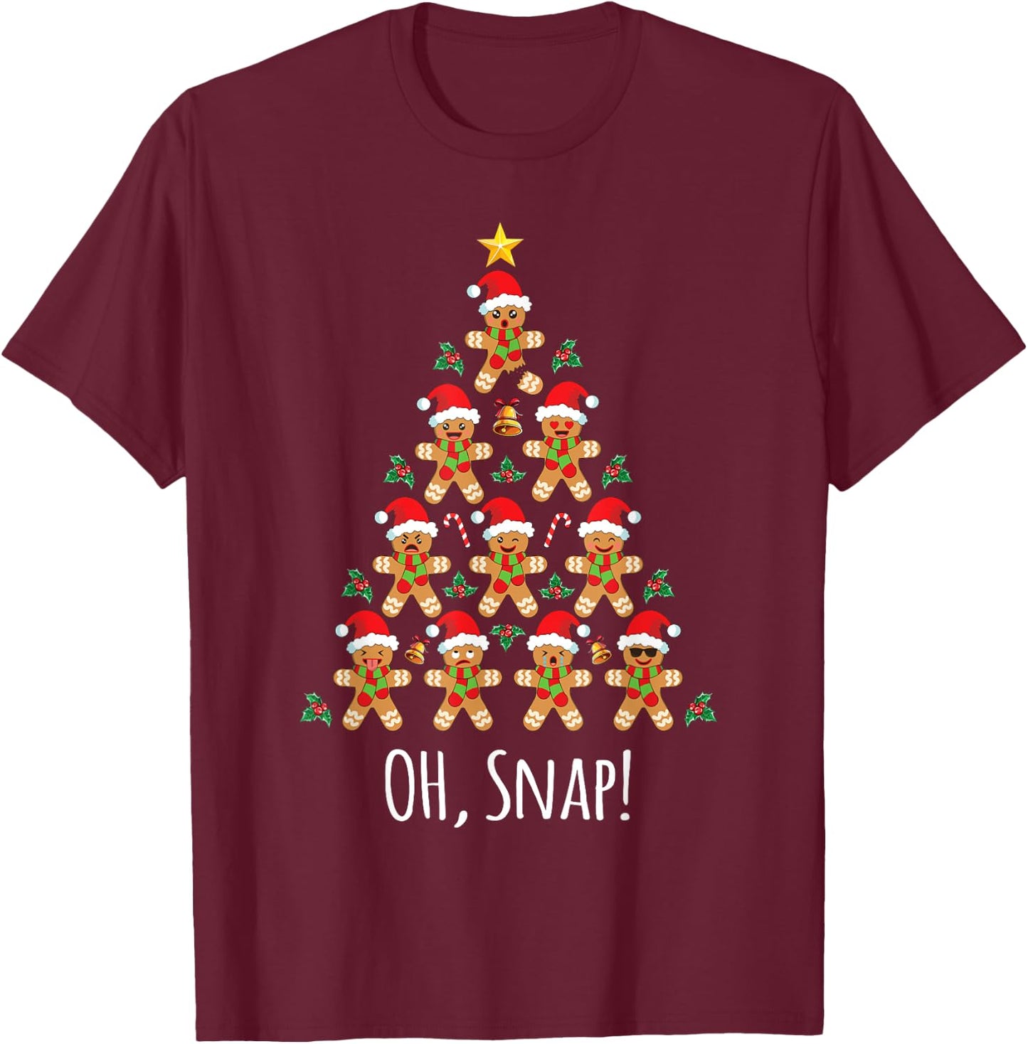 Gingerbread Man Shirt Gingerbread Tree Oh Snap T-Shirt - T-Shirt | Maroon