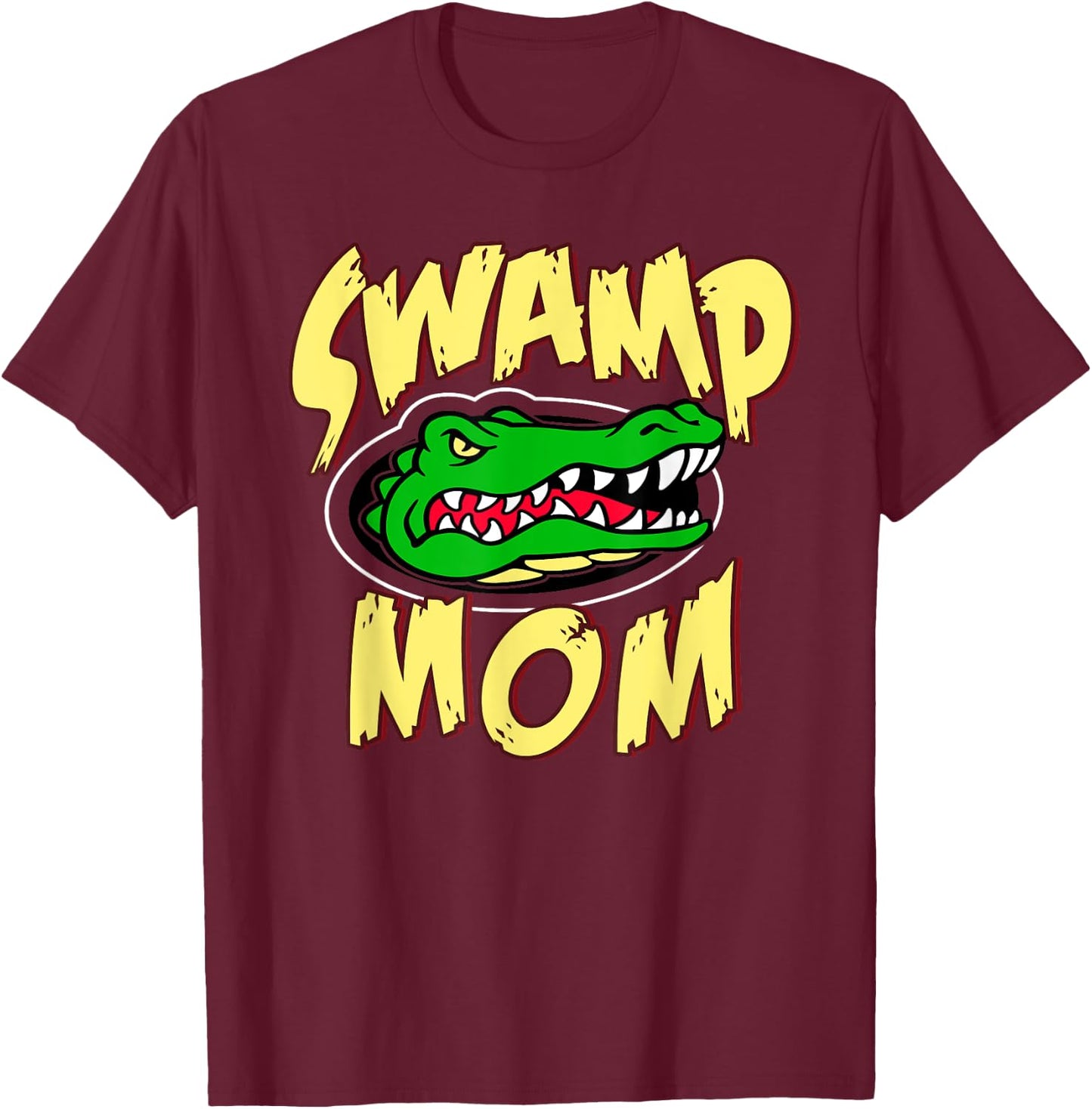 Swamp Mom,Mother of Student at School with Alligator Mascot T-Shirt - T-Shirt | Maroon