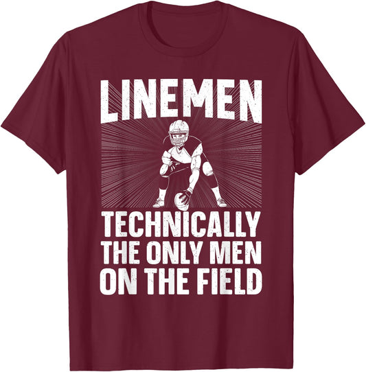 Funny Lineman Art Boys Coach Football Player Linemen T-Shirt - T-Shirt | Maroon