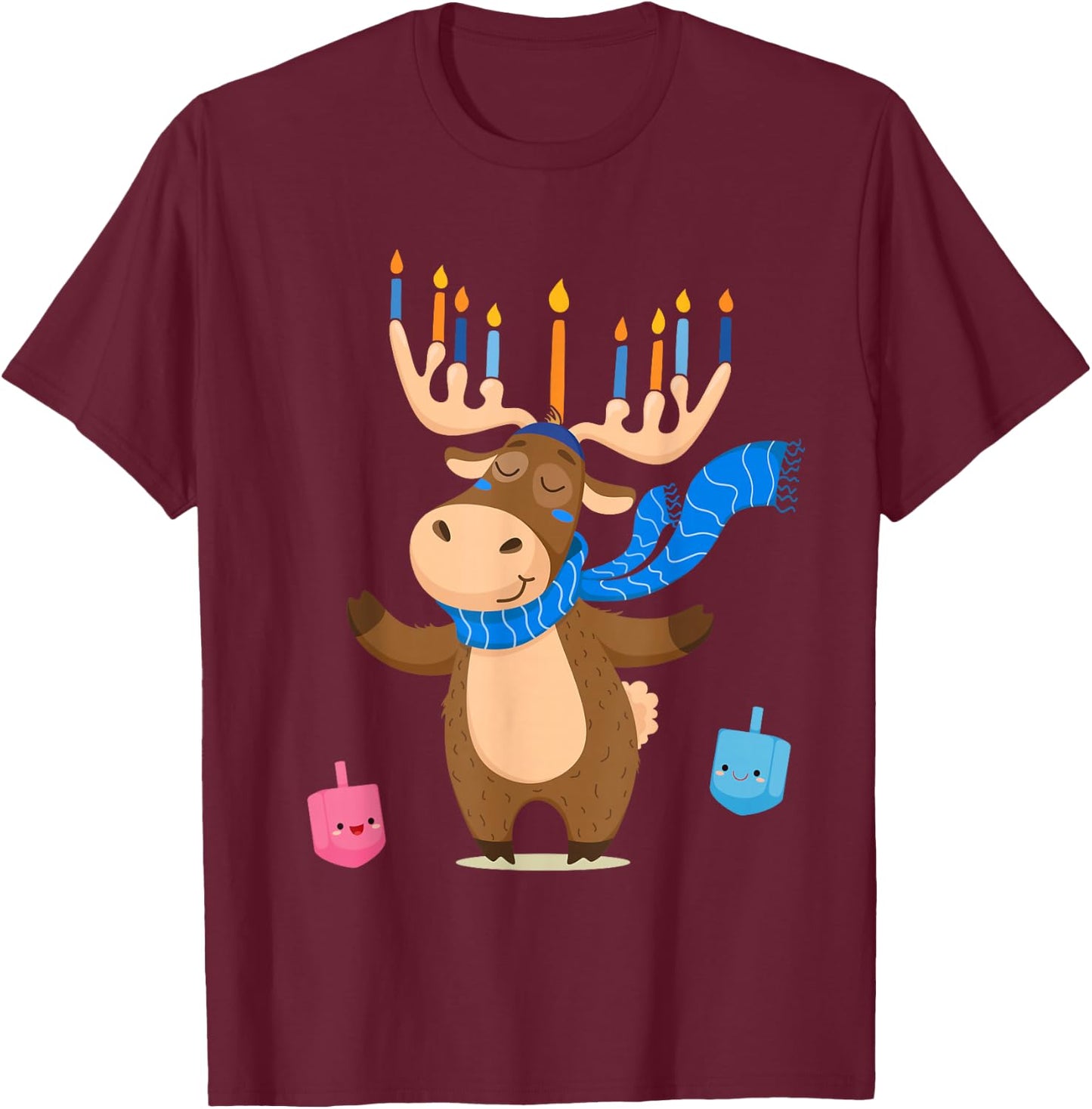 Jewish Moose Funny Hanukkah Shirt Moose Girl Women Pajamas T-Shirt - T-Shirt | Maroon