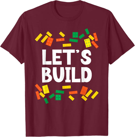 Master Builder Bricks Blocks Play Toys T-Shirt - T-Shirt | Maroon
