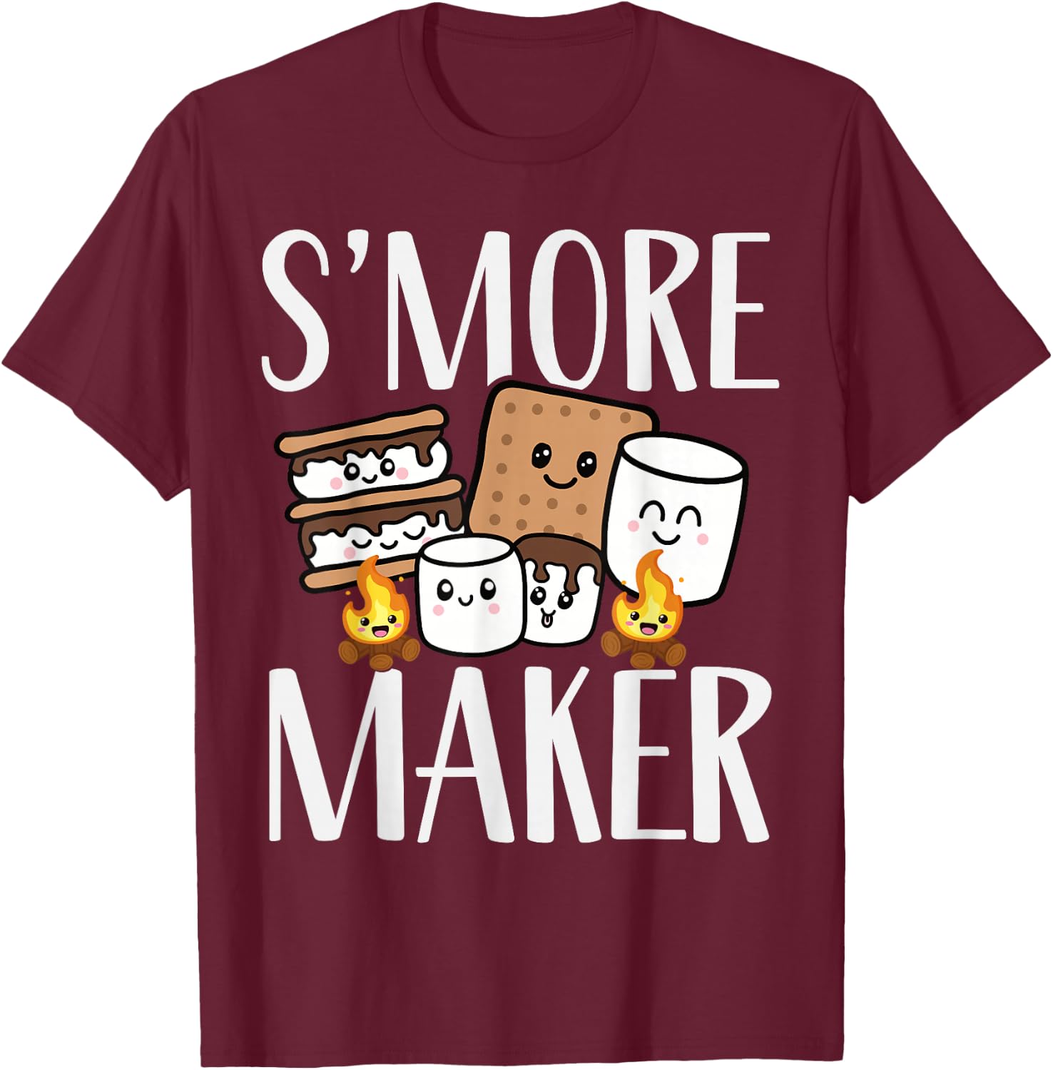 Smore Maker, Funny Kawaii S'more Summer Camper Team Squad T-Shirt - T-Shirt | Maroon