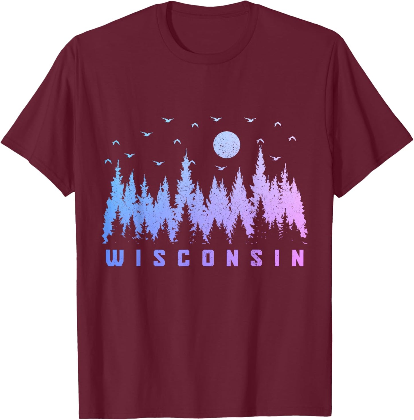 We Love Wisconsin - The Badger State -Adults Black Cotton Small Short Sleeve Nature/Hiking T-Shirt - T-Shirt | Maroon
