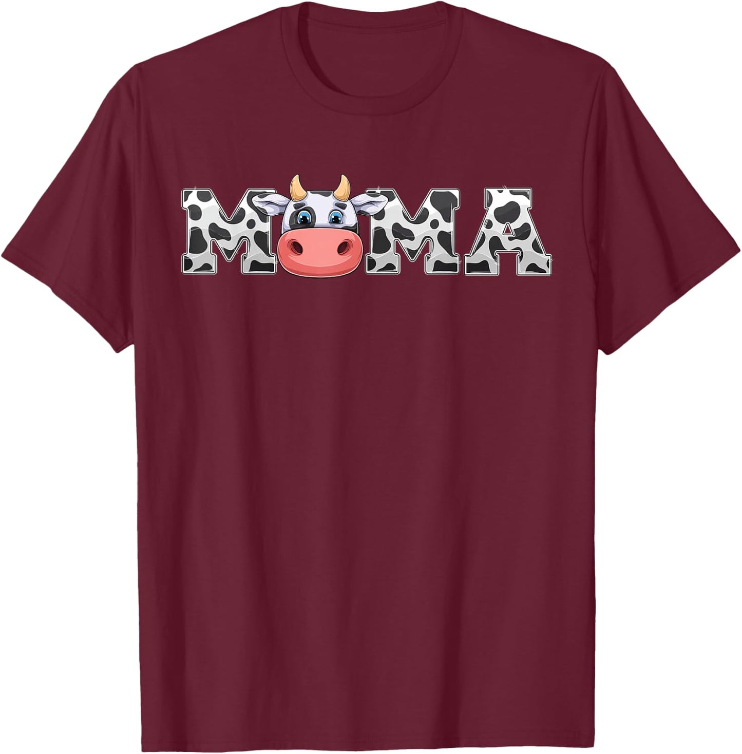 Mama Cow Print Cowboy Animal Pattern Farmer Cow Mother Mama T-Shirt - T-Shirt | Maroon