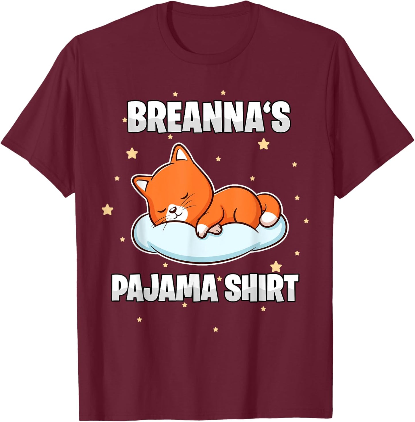 Breanna's Pajama Shirt - Personalized Sleeping T-Shirt - T-Shirt | Maroon