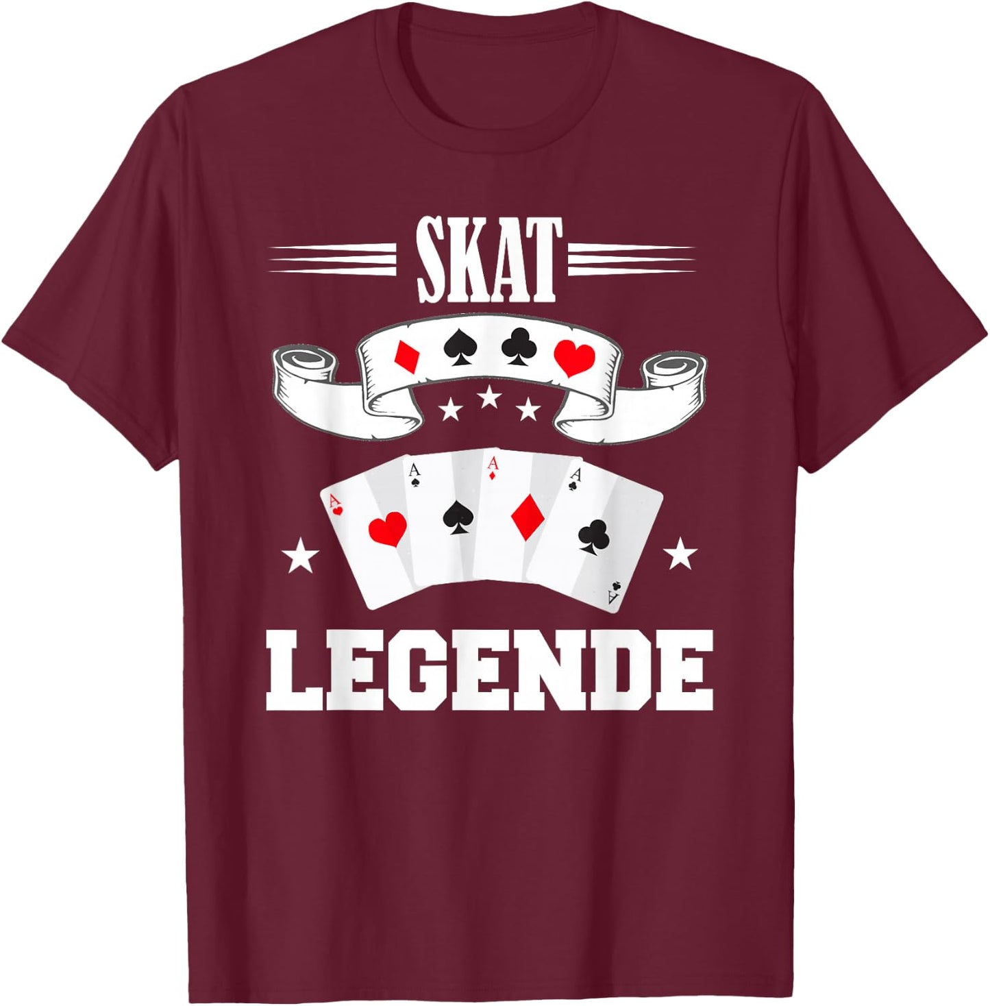 Skat Card Games Night Double Head T-Shirt - T-Shirt | Maroon