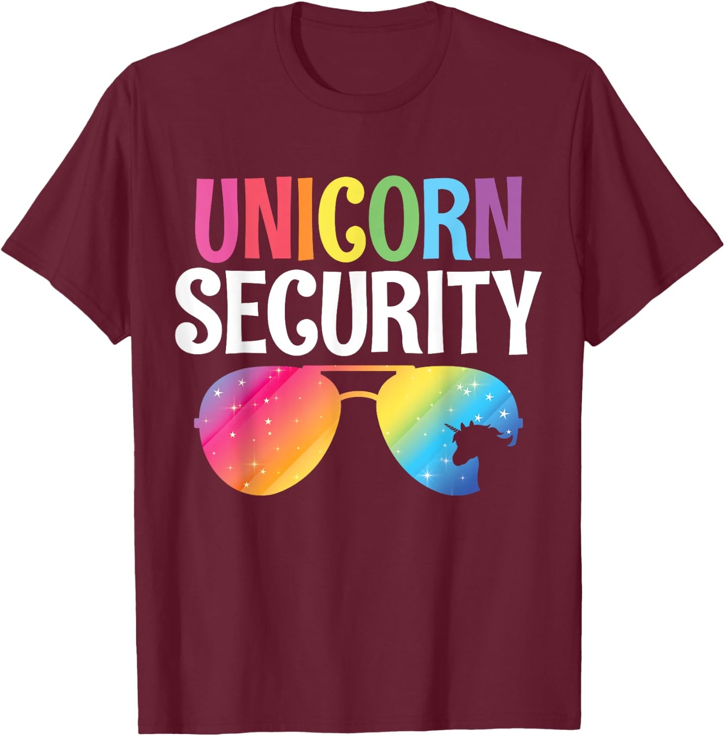 Unicorn Security Birthday Family Halloween Costume Mom Dad T-Shirt - T-Shirt | Maroon