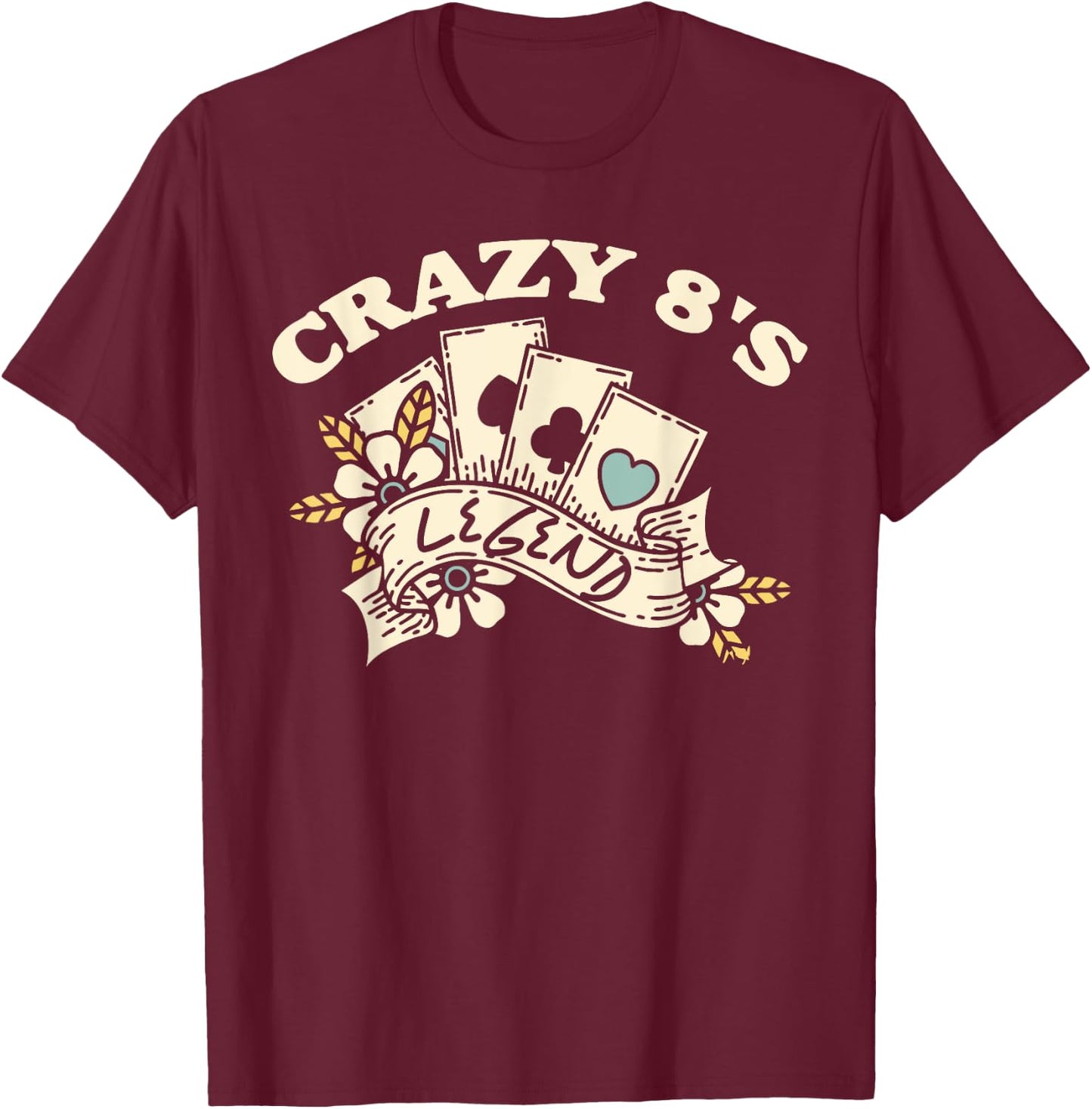 Card Games - Crazy Eights Legend T-Shirt - T-Shirt | Maroon