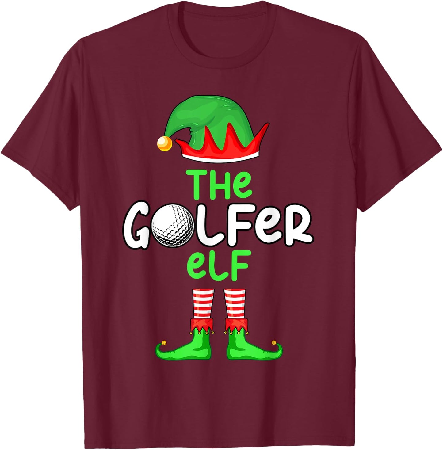 I'm The Golf Elf Golfer Christmas Family Matching Pajama T-Shirt - T-Shirt | Maroon