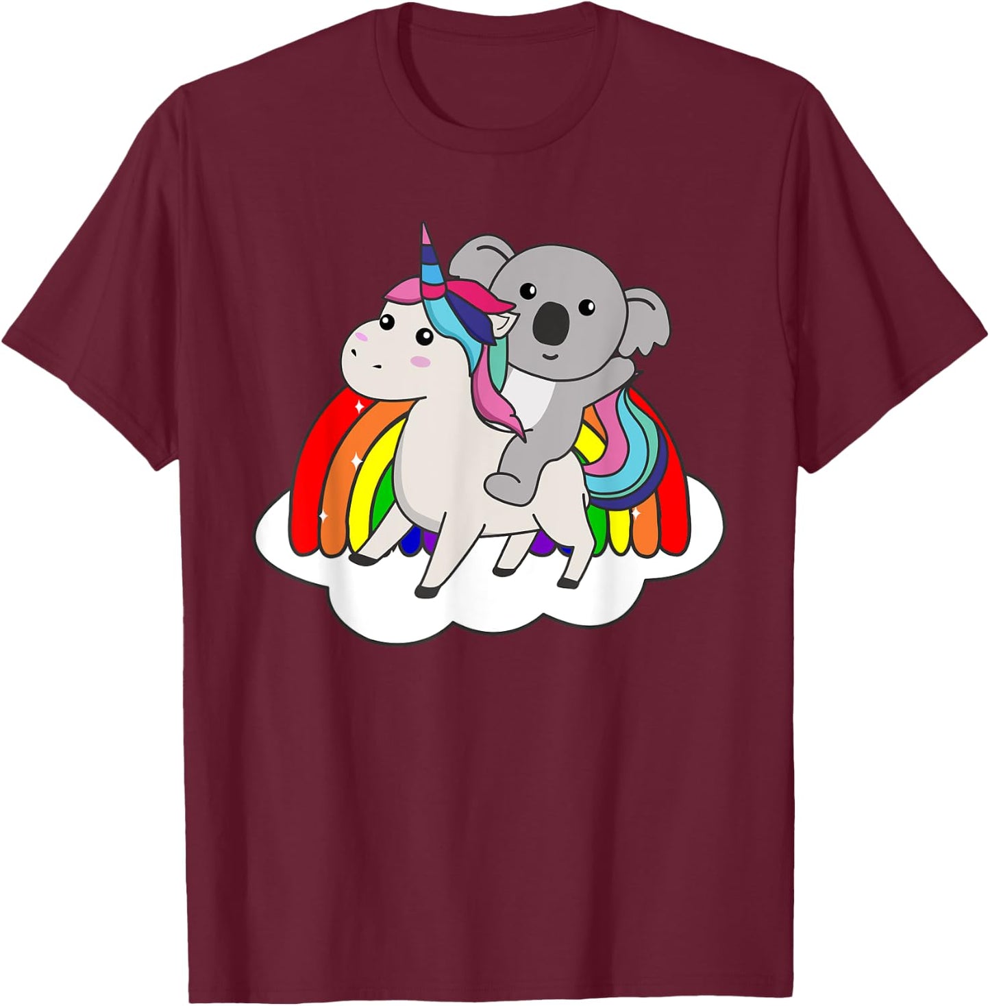 Koala On Unicorn Rainbow Animals Cute Koalas Unicorns T-Shirt - T-Shirt | Maroon