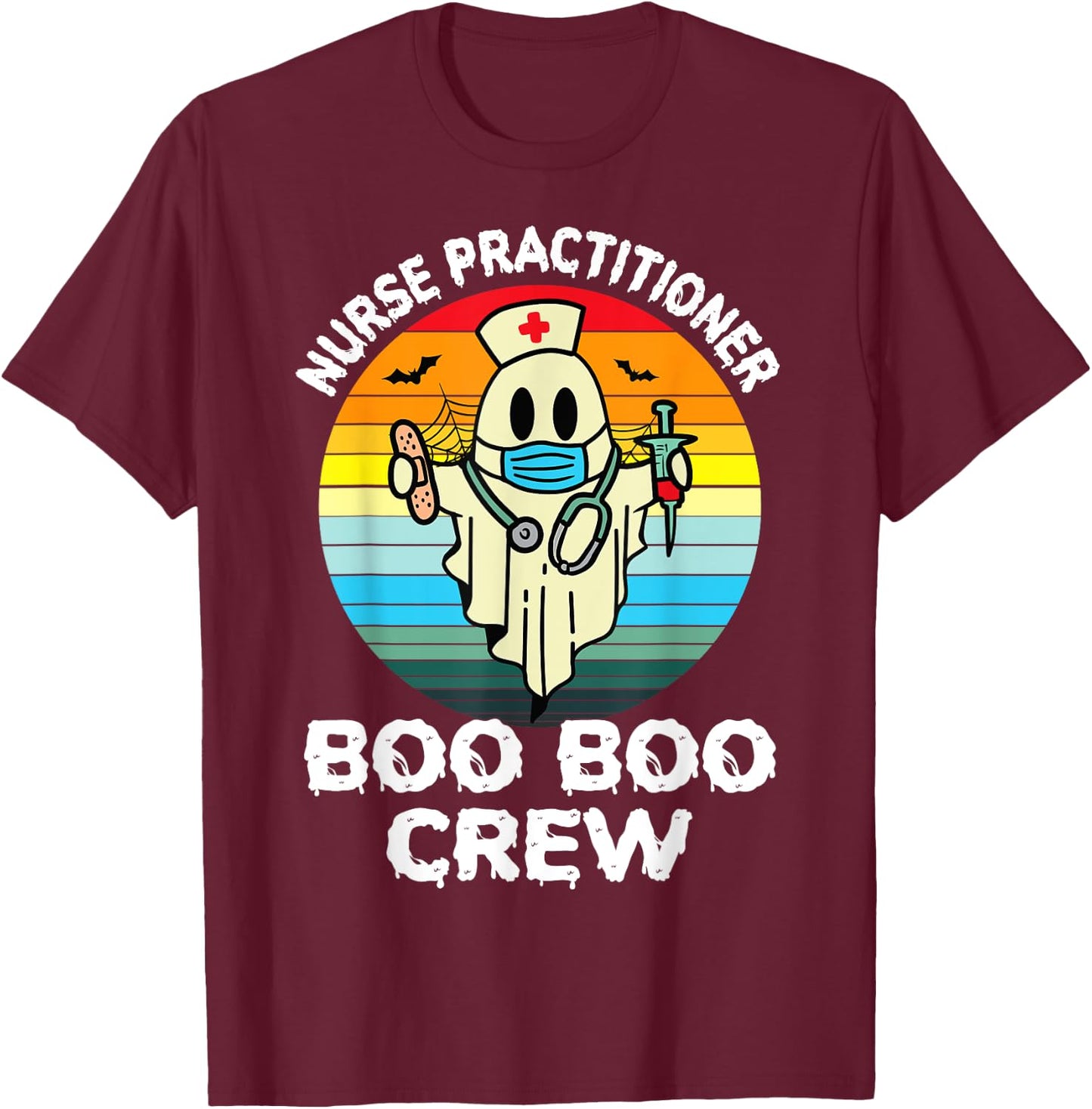 Nurse Practitioner Retro Halloween Ghost Costume NP Nurse T-Shirt - T-Shirt | Maroon
