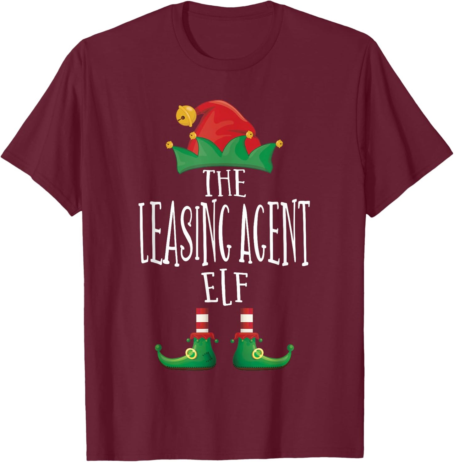 Leasing Agent Elf Shirt Family Matching Group Christmas T-Shirt - T-Shirt | Maroon