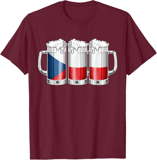 Beer Czech Shirt - Beer Czech Republic Flag Patriotic T-Shirt - T-Shirt | Maroon