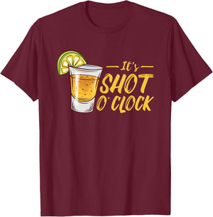 It's Shot O'Clock | Alcohol Tequila Lime | Party T-Shirt - T-Shirt | Maroon
