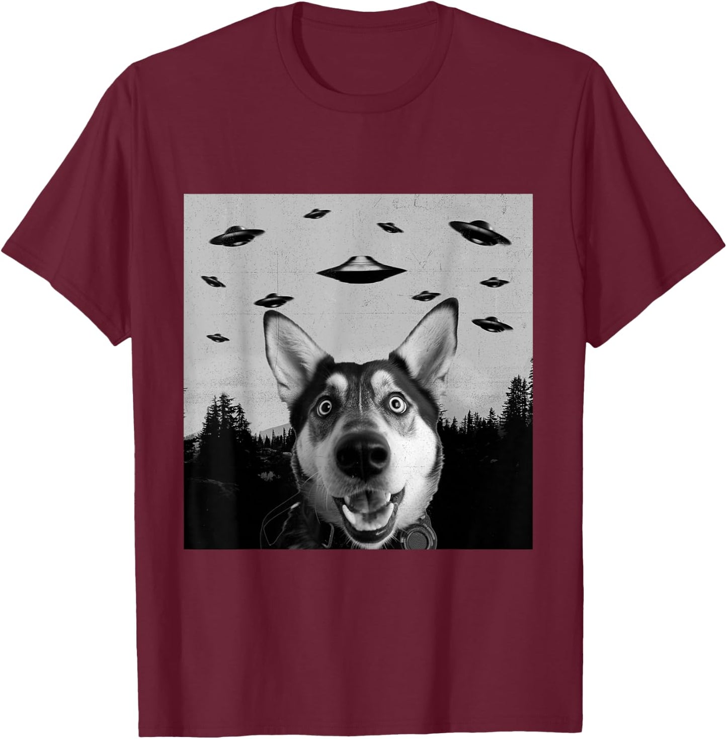 Alien UFO Funny Shepsky Dog Lover Men Women Kids T-Shirt - T-Shirt | Maroon