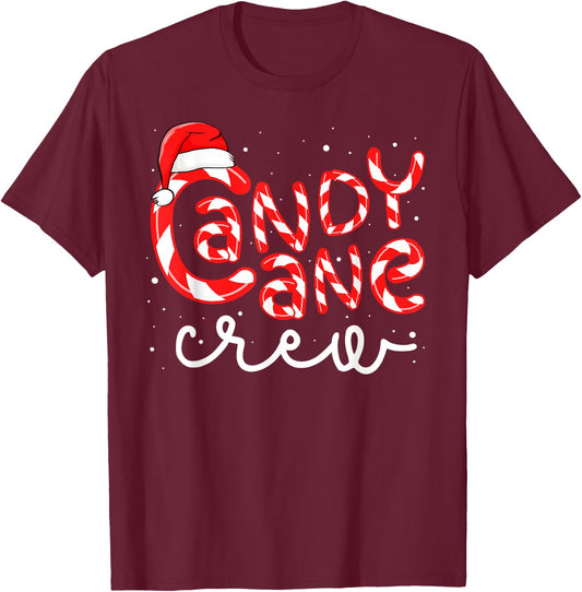Candy Cane Crew Christmas Squad Xmas Family Matching Santa T-Shirt - T-Shirt | Maroon