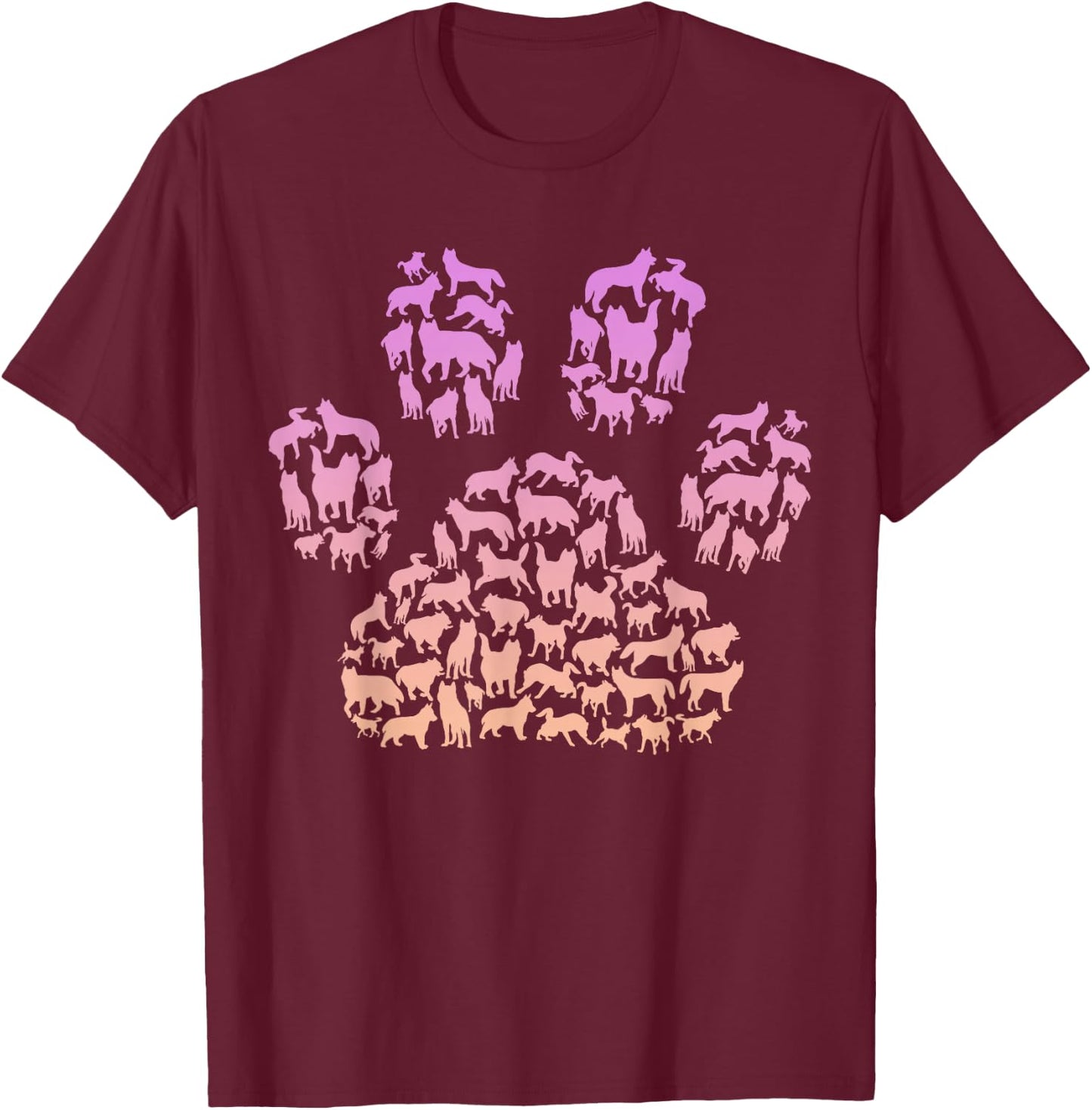 Paw Print Huskies Design for Husky Dog Lover | Girls Husky T-Shirt - T-Shirt | Maroon