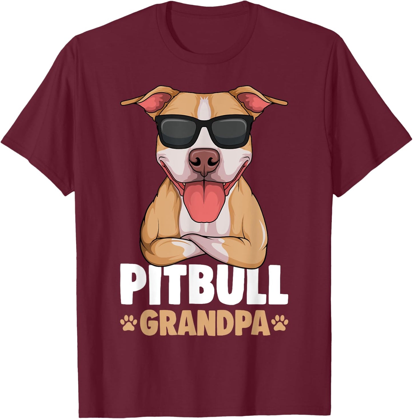 Pitbull Grandpa Pittie Dog T-Shirt - T-Shirt | Maroon