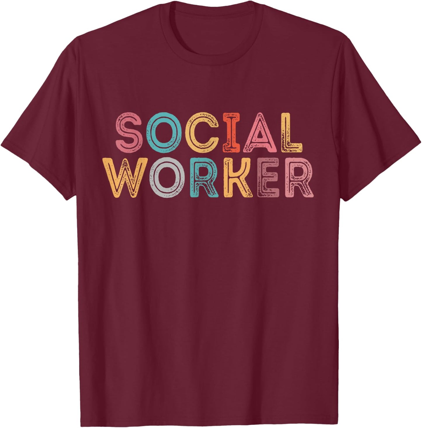 Social Worker Vintage School Social Worker T-Shirt - T-Shirt | Maroon