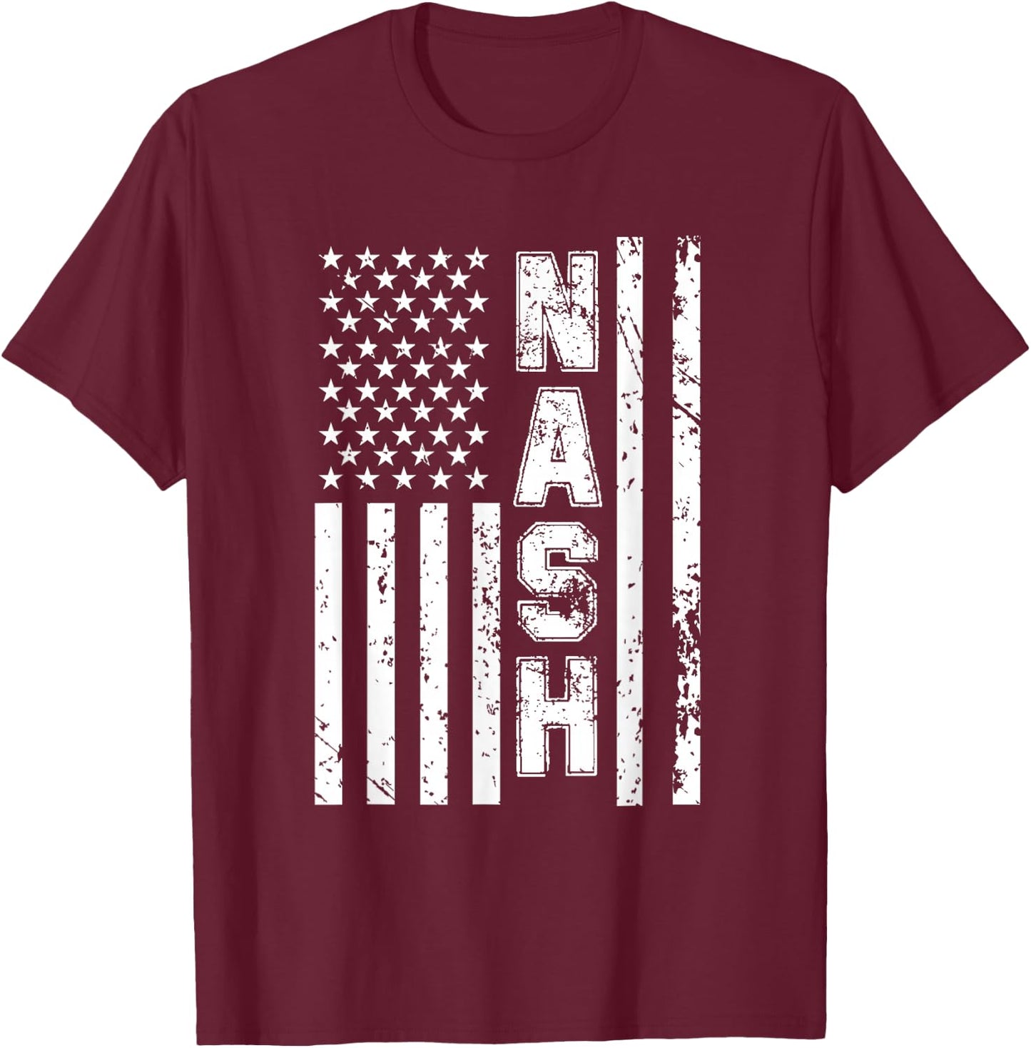 Nash United States Patriotic American Flag T-Shirt - T-Shirt | Maroon