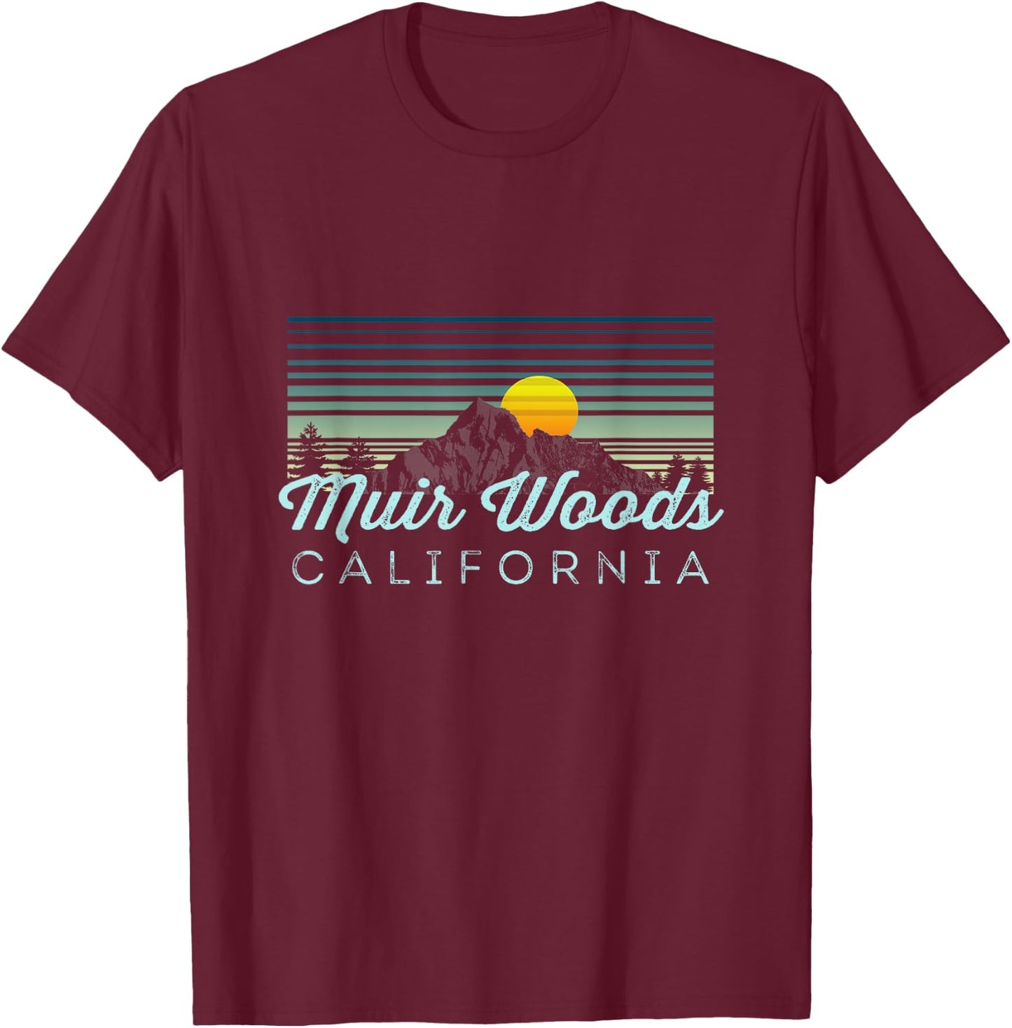 Muir Woods Retro Clothes & Gear - Muir Woods Souvenir T-Shirt - T-Shirt | Maroon