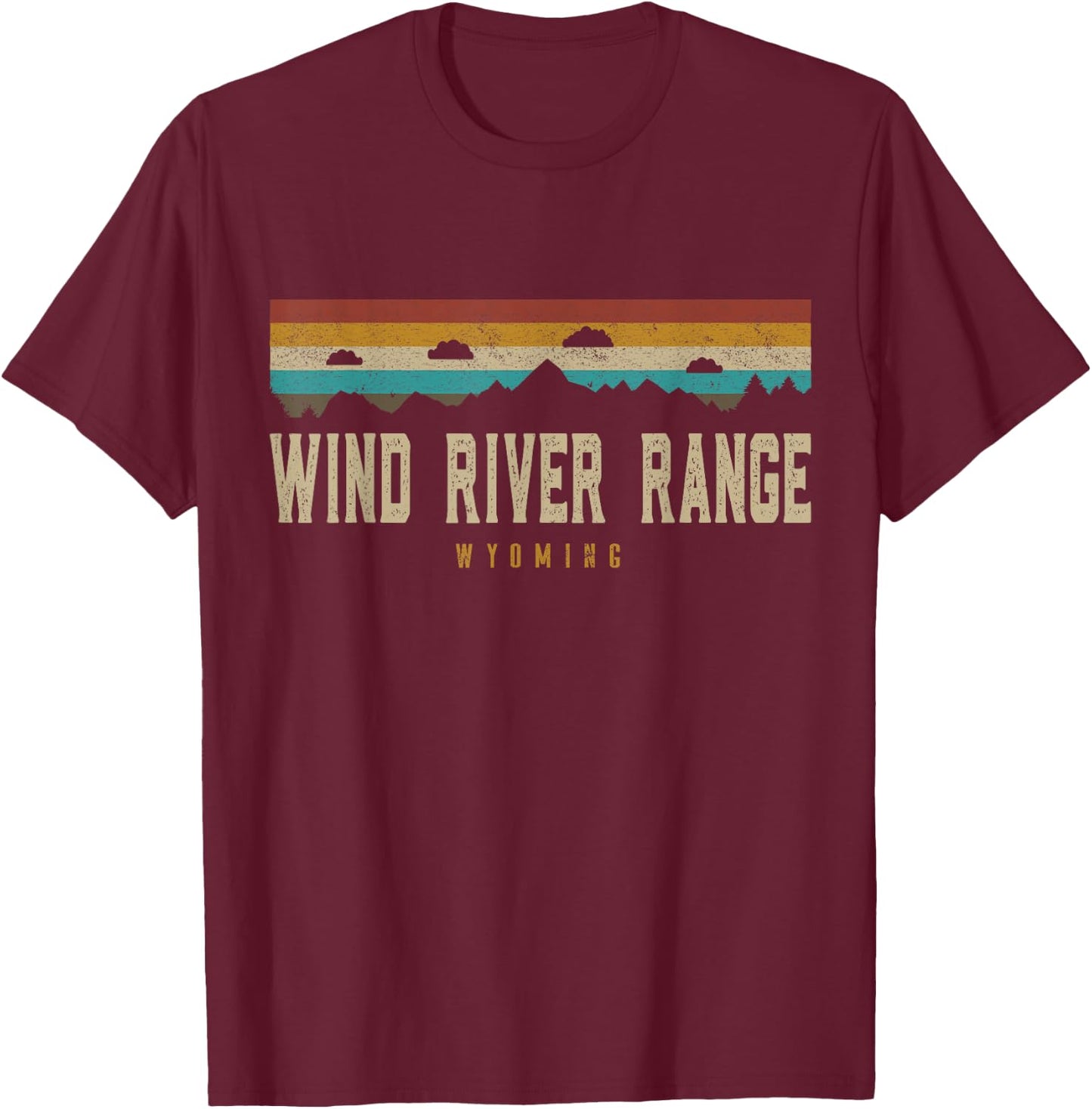 Wind River Range Mountains Wyoming Hiking Outdoors Retro T-Shirt - T-Shirt | Maroon