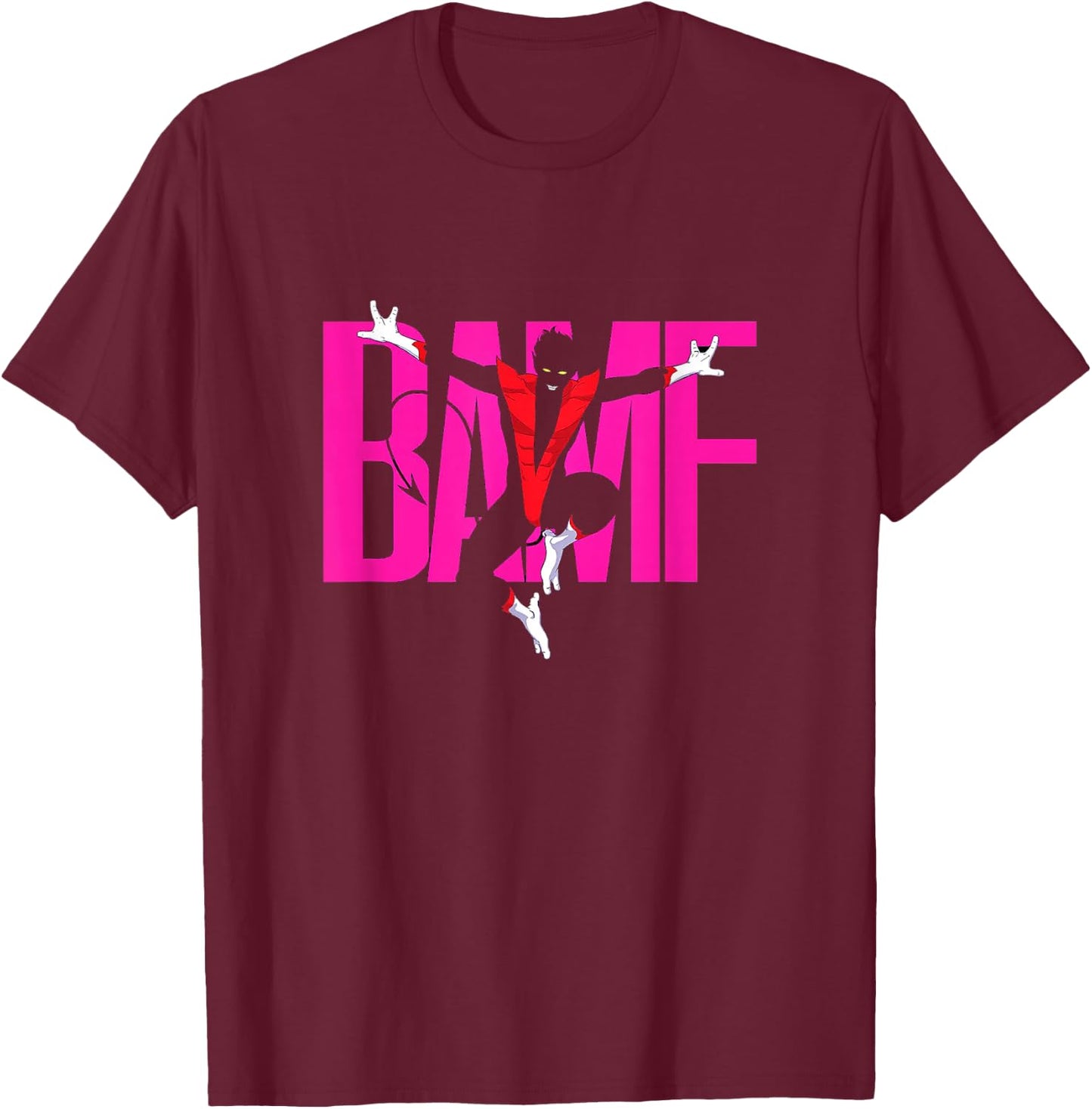 Marvel X-Men Nightcrawler BAMF! Teleporting Sound Logo T-Shirt - T-Shirt | Maroon