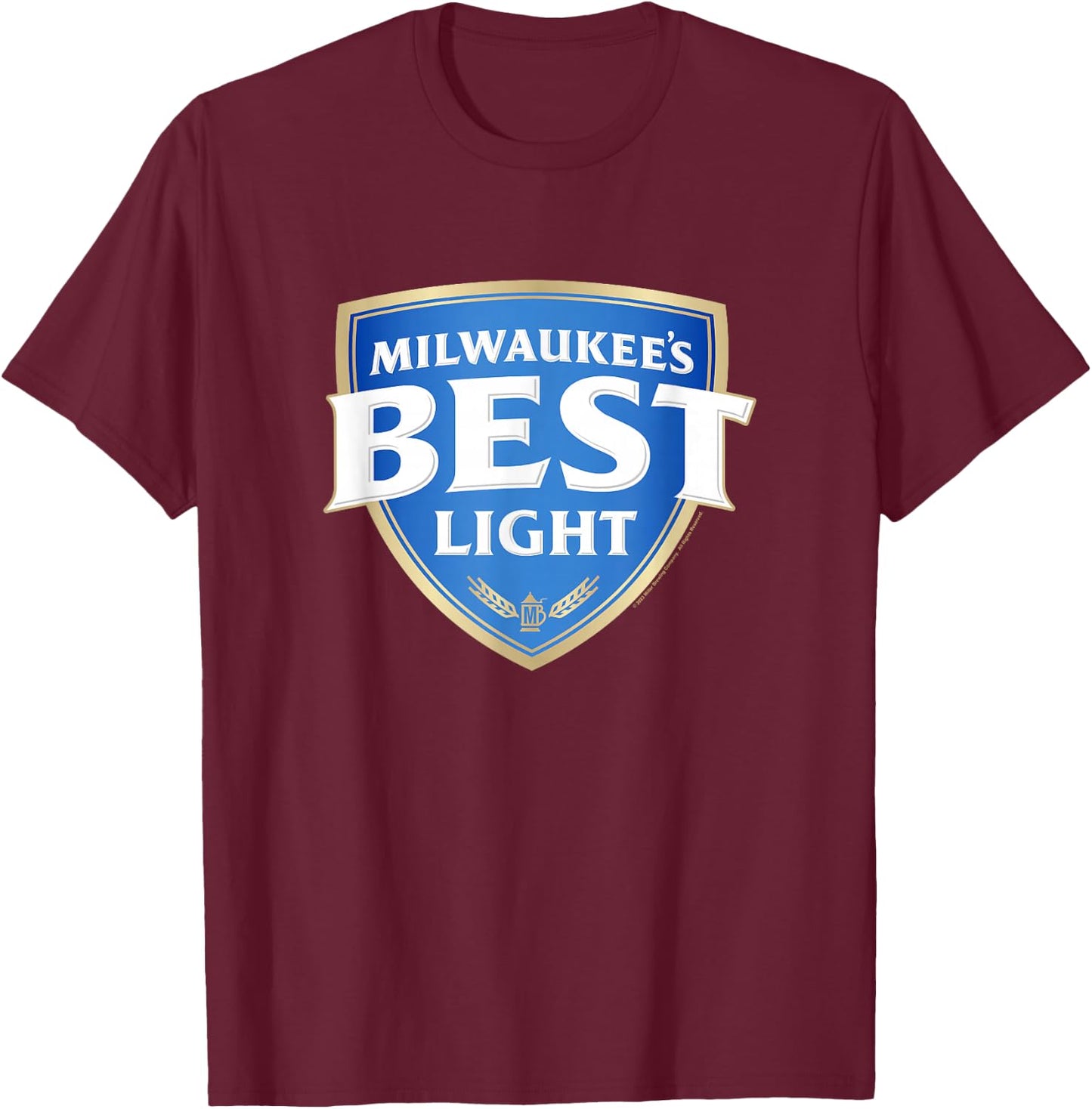 Coors Brewing Company Milwaukee's Best Light Shield Logo T-Shirt - T-Shirt | Maroon
