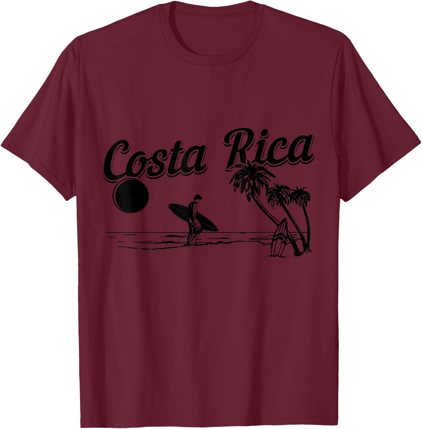 Costa Rica Surf Vintage Beach Souvenir Surfer T-Shirt - T-Shirt | Maroon