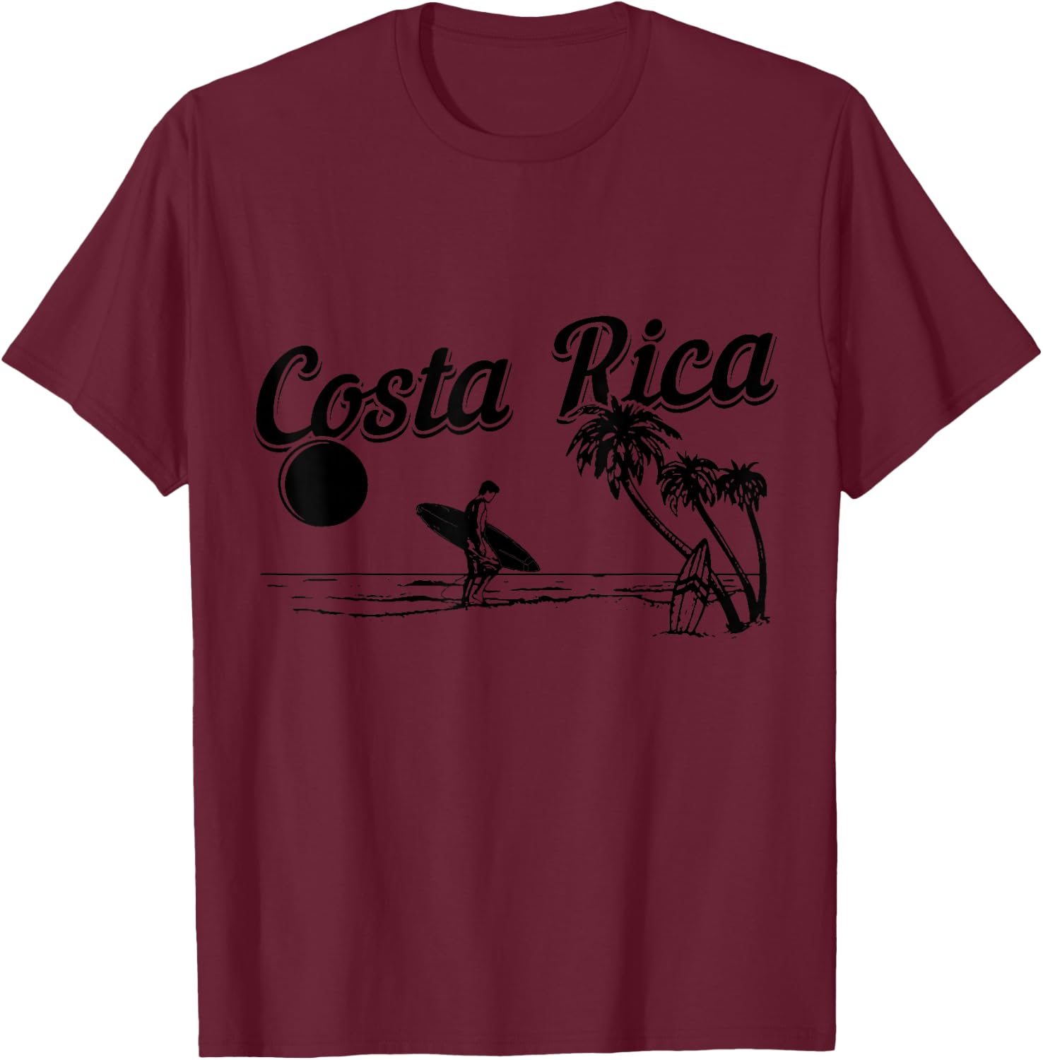 Costa Rica Surf Vintage Beach Souvenir Surfer T-Shirt - T-Shirt | Maroon