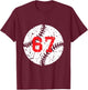 Baseball Number 67 T-Shirt - T-Shirt | Maroon