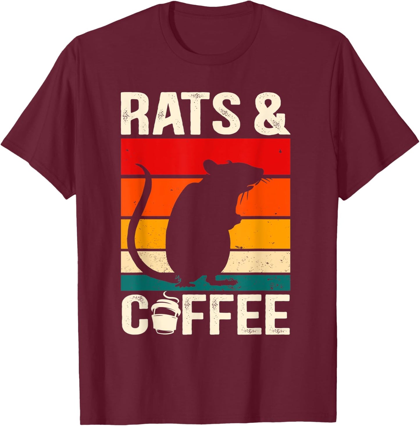 Rats And Coffee Rodent Pet Caffeine Lover Mouse Whisperer T-Shirt - T-Shirt | Maroon