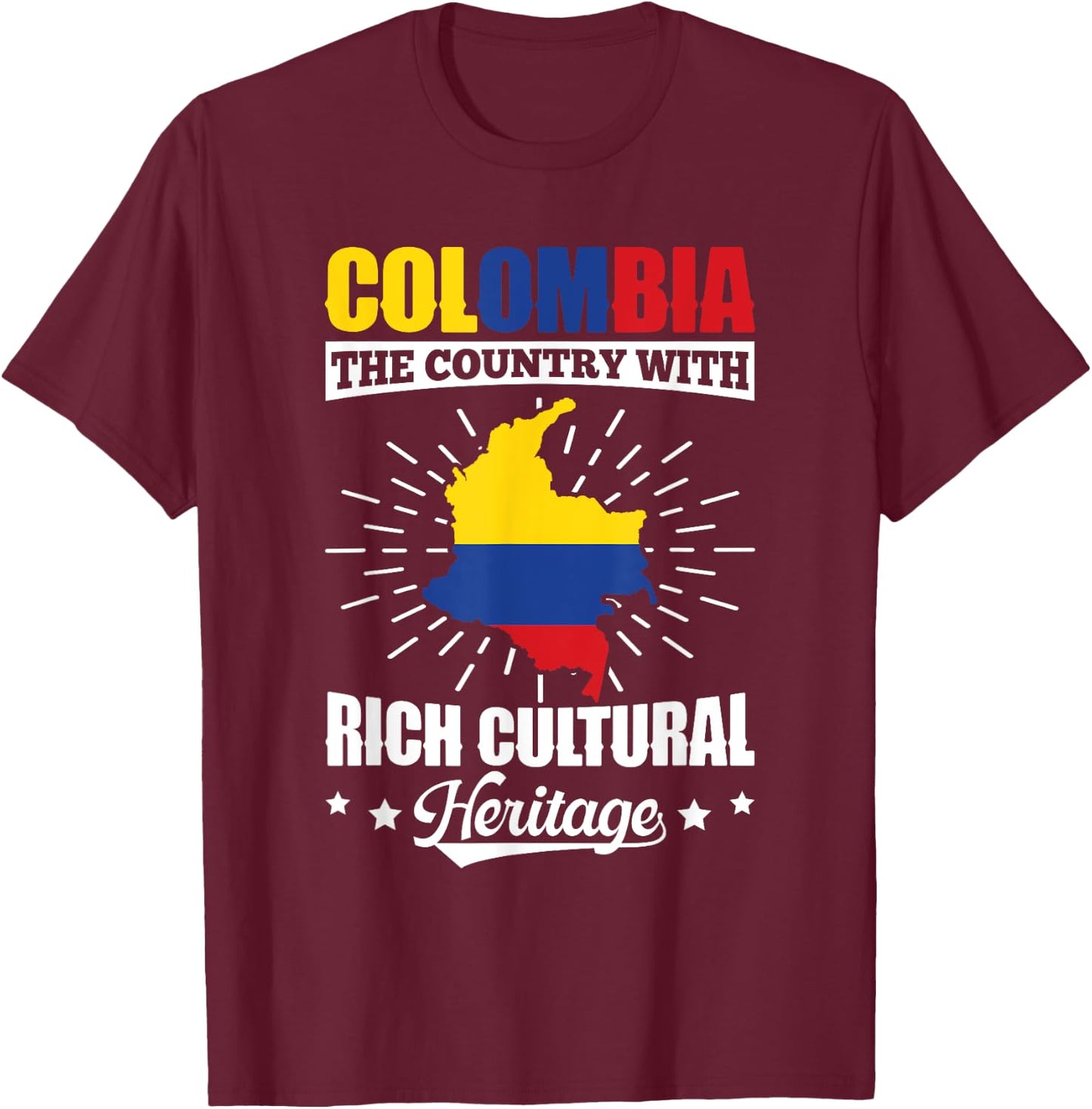 Cool Colombia The Country With Rich Cultural Heritage T-Shirt - T-Shirt | Maroon