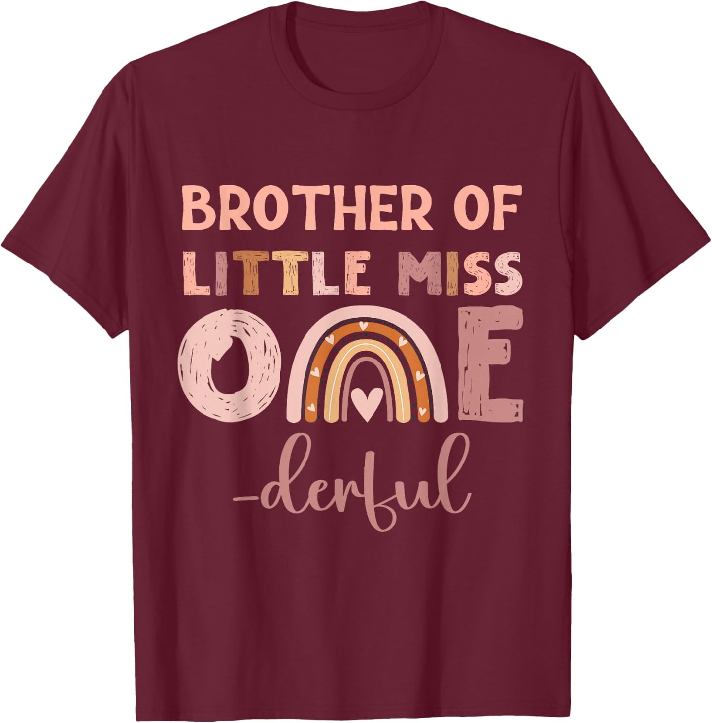 Boho Brother of Miss Onederful 1st Birthday Girl Cute T-Shirt - T-Shirt | Maroon