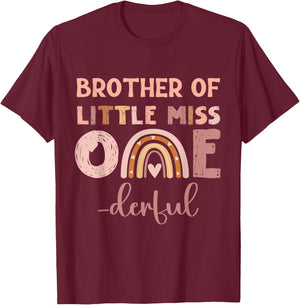 Boho Brother of Miss Onederful 1st Birthday Girl Cute T-Shirt - T-Shirt | Maroon
