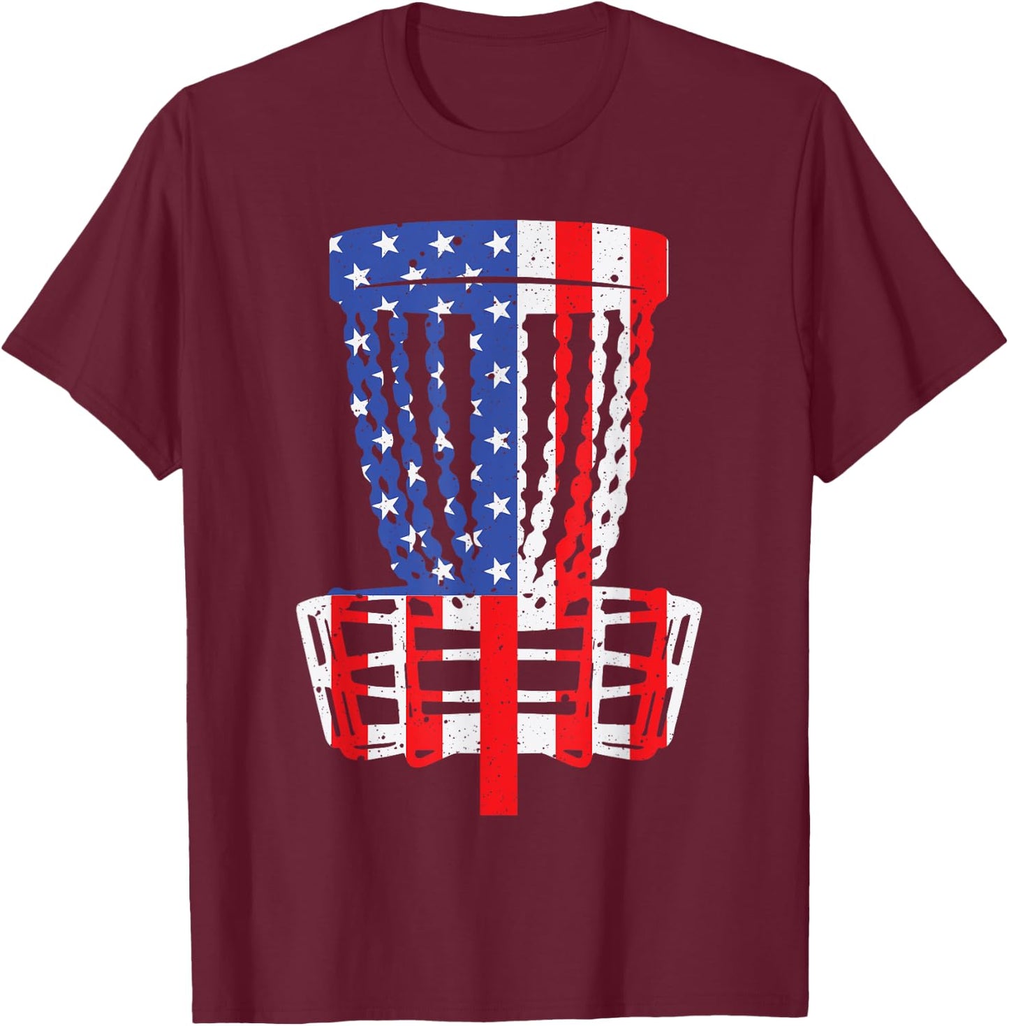 Funny Disc Golf Designs Women American Flag Golfers T-Shirt - T-Shirt | Maroon