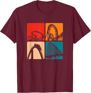 Roller Coasting Retro rollercoasters Vintage Design T-Shirt - T-Shirt | Maroon