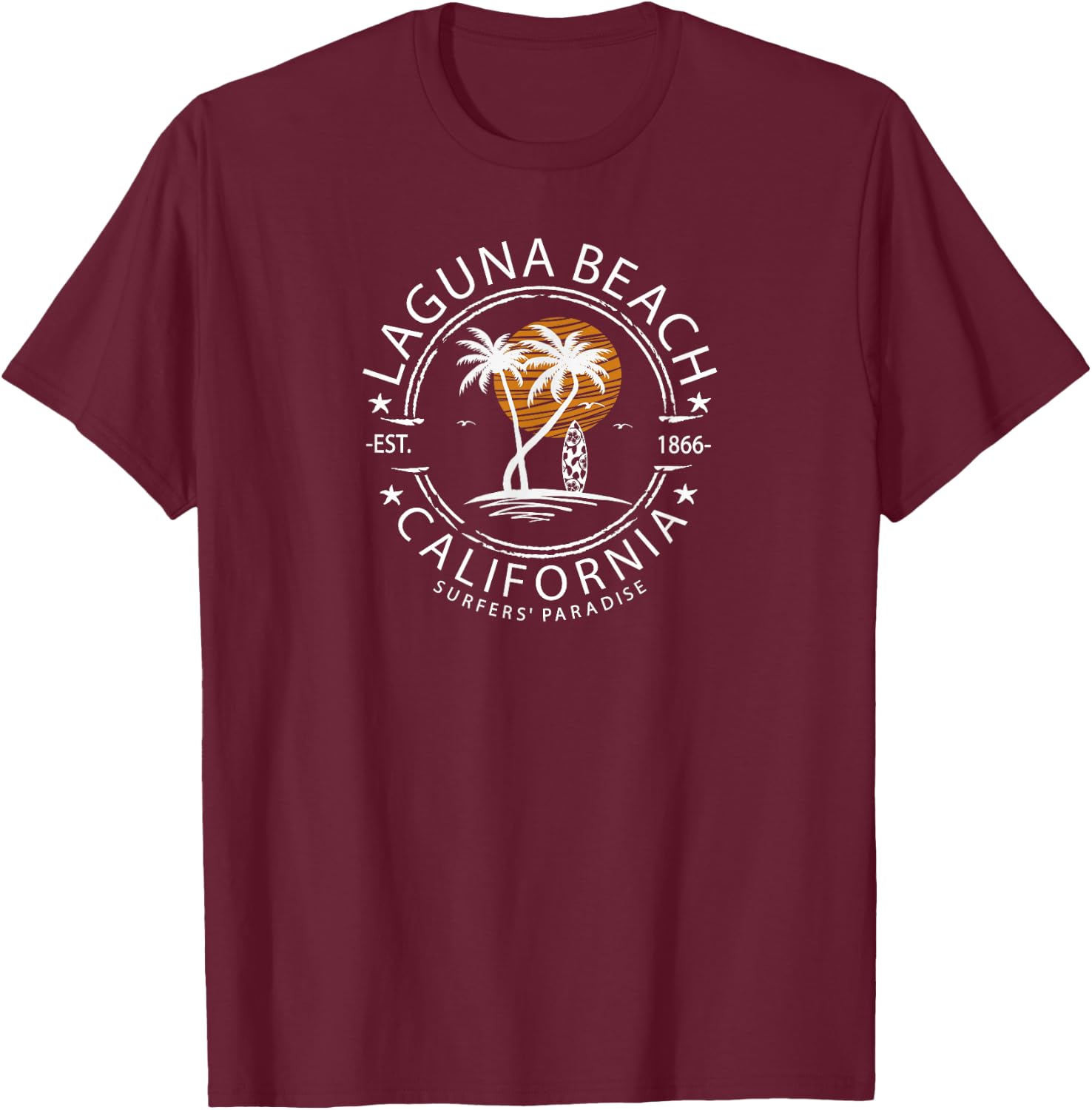 Retro Laguna California Surfing Beach Men Women T-Shirt - T-Shirt | Maroon