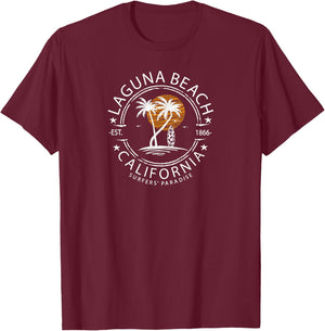 Retro Laguna California Surfing Beach Men Women T-Shirt - T-Shirt | Maroon