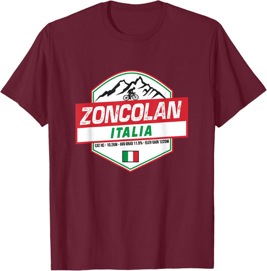 Monte Zoncolan Cyclist Italy Cycling Holiday T-Shirt - T-Shirt | Maroon
