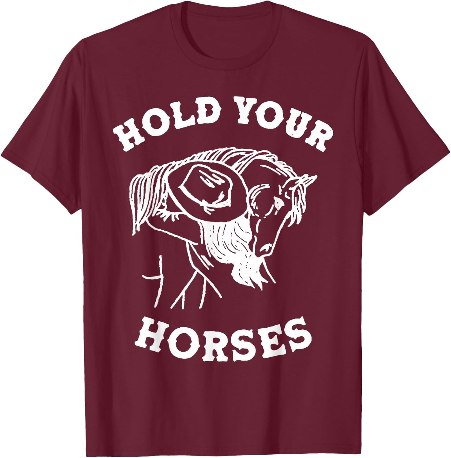Hold Your Horses Retro Cowgirl T-Shirt - T-Shirt | Maroon