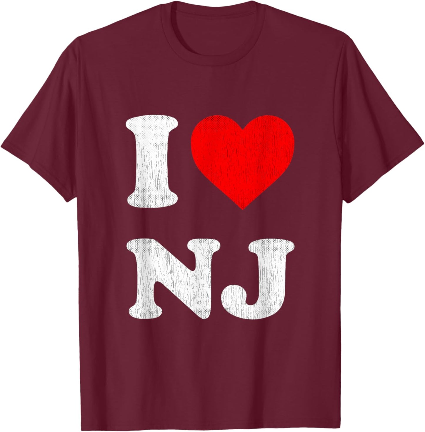 I Love NJ Souvenir I Heart New Jersey T-Shirt - T-Shirt | Maroon