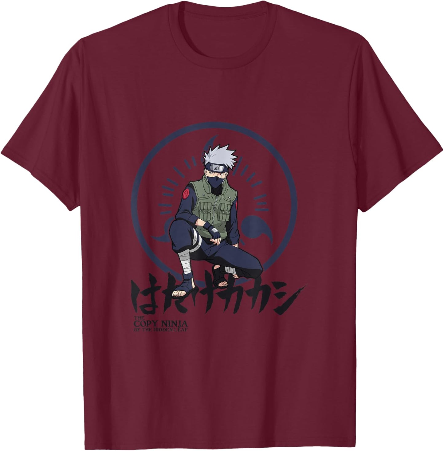 Naruto Shippuden Kakashi Character Kanji Small T-Shirt - T-Shirt | Maroon