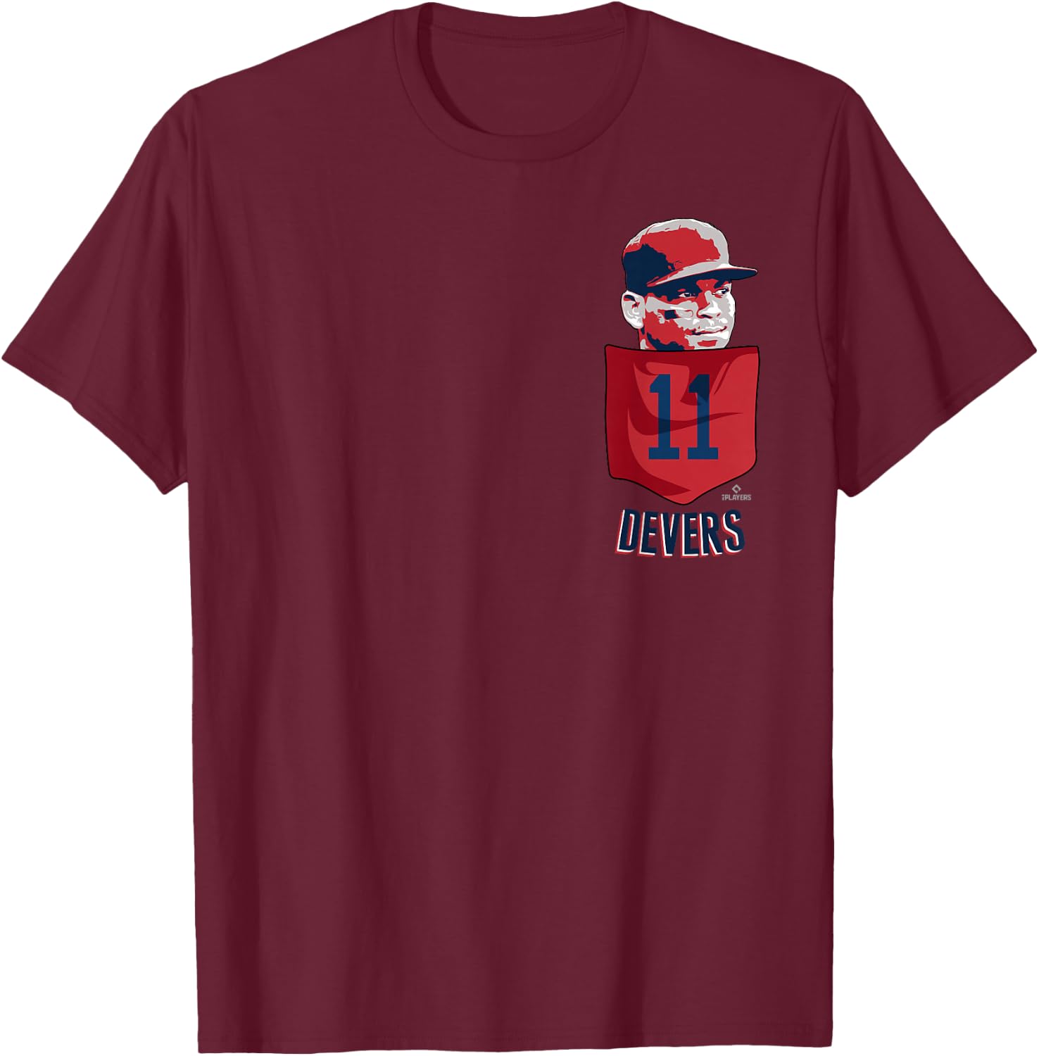 Rafael Devers Boston Baseball Pocket MLBPA T-Shirt - T-Shirt | Maroon