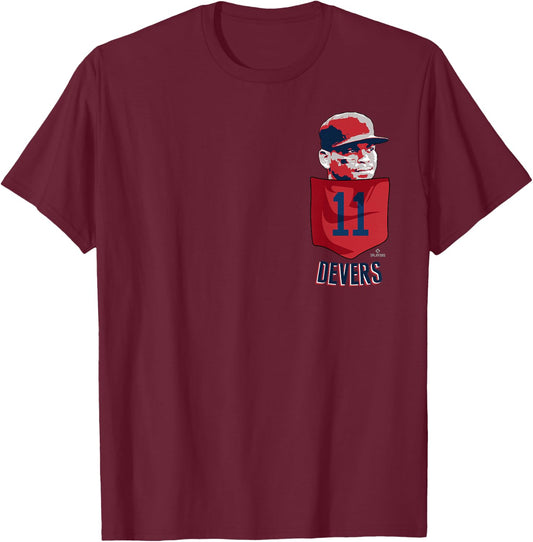 Rafael Devers Boston Baseball Pocket MLBPA T-Shirt - T-Shirt | Maroon