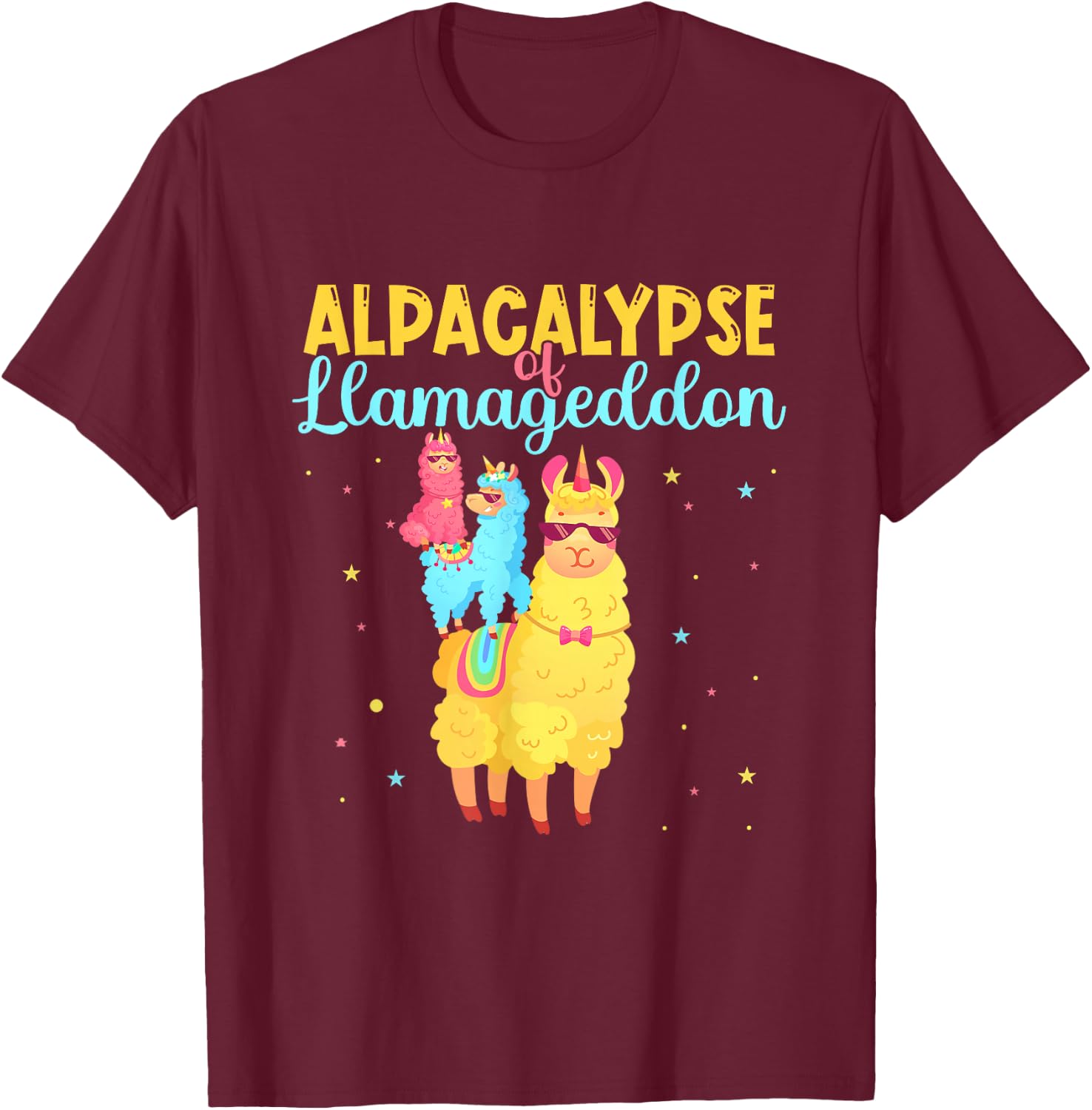 Alpacalypse Or Llamageddon Alpacas and Llamas Take Over T-Shirt - T-Shirt | Maroon