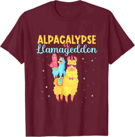 Alpacalypse Or Llamageddon Alpacas and Llamas Take Over T-Shirt - T-Shirt | Maroon
